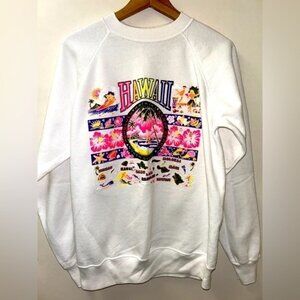 Vintage 90s Hawaii Colourful Neon Crewneck Sweater Large